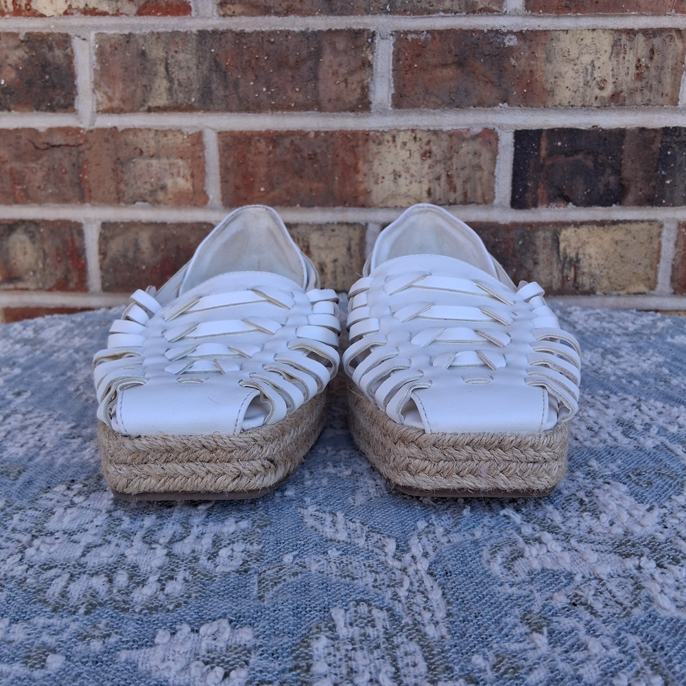 Sam & Libby ASHA White Woven Espadrille Flats Size 8 Fisherman Sandals Boho - Picture 6 of 9